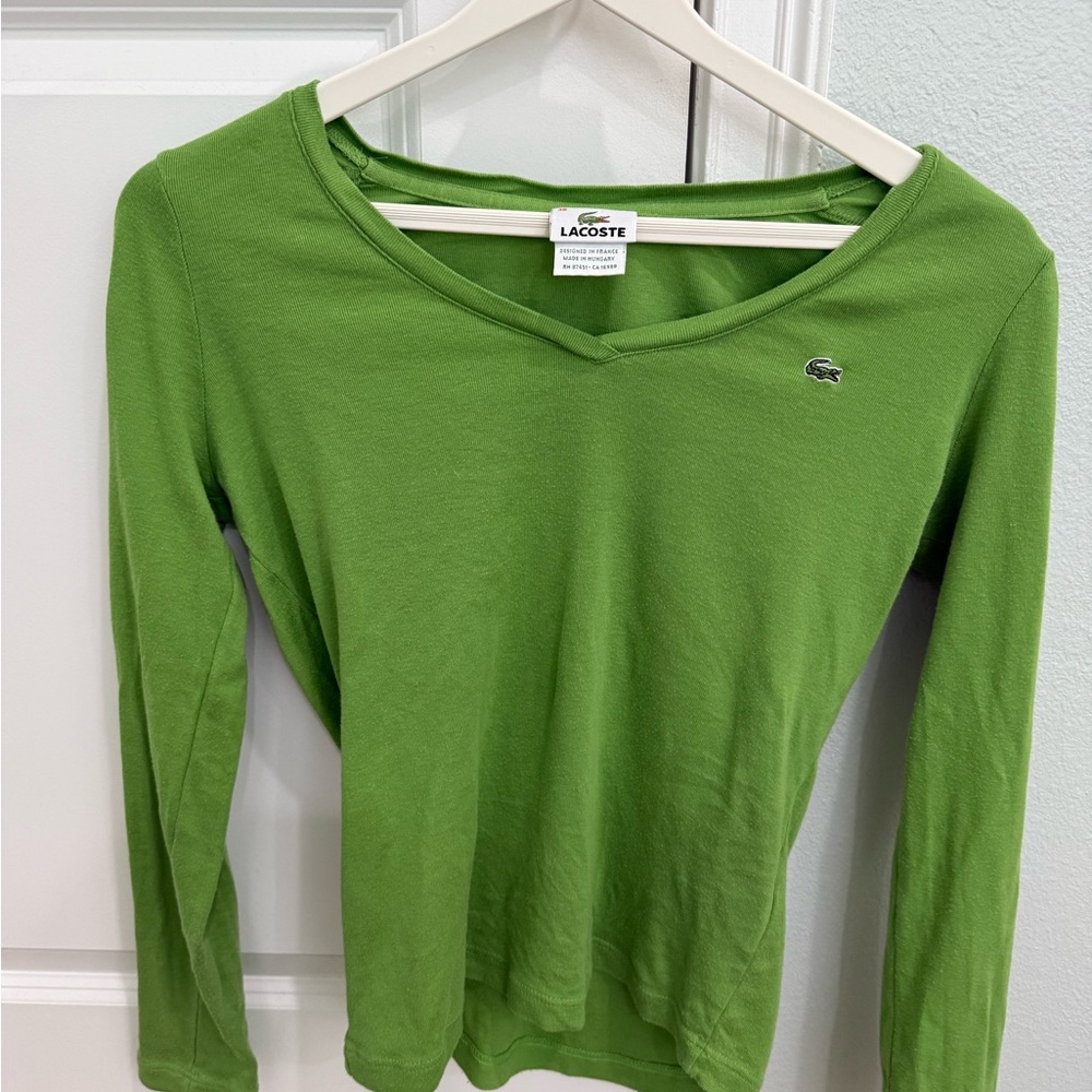 Lacoste Women's Vibrant Green Long Sleeve Tee